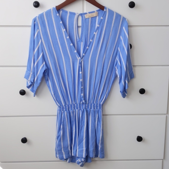 Blue Striped Romper - Picture 1 of 3